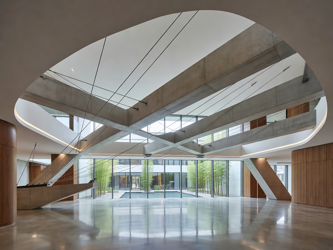 Modern hotel lobby architectural concept design showing structural brilliance